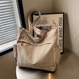 realaiot  Large Capacity Canvas Tote Bag, Solid Color Simple Shoulder Bag, Women's Casual Handbag & Purse For Travel Work
