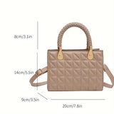 Mini Argyle Quilted Handbag For Women, Solid Color Crossbody Bag, Fashion Top Handle Square Purse