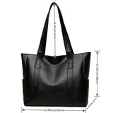 realaiot  Large Capacity Tote Bag, Casual Solid Shoulder Bag Women's Elegant Zipper Handbag