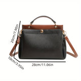 realaiot  New Niche Colorblock Design Shoulder Square Bag, Classic Textured Daily Use Commuter Satchel Bag