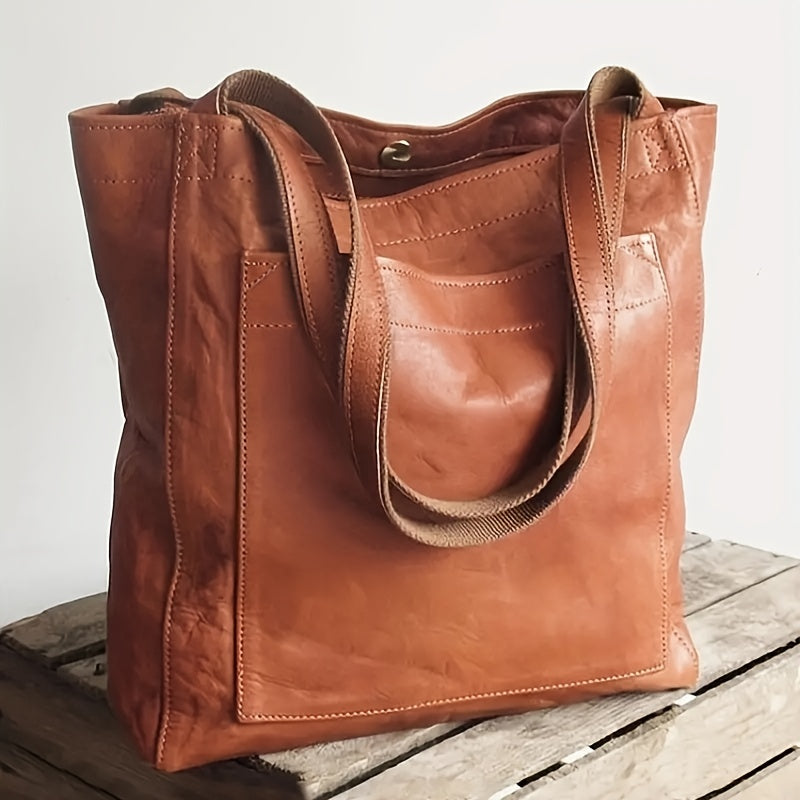 realaiot  Simple Vintage Tote Bag, Large Capacity Shoulder Bag, Versatile All-Match Bag For Work