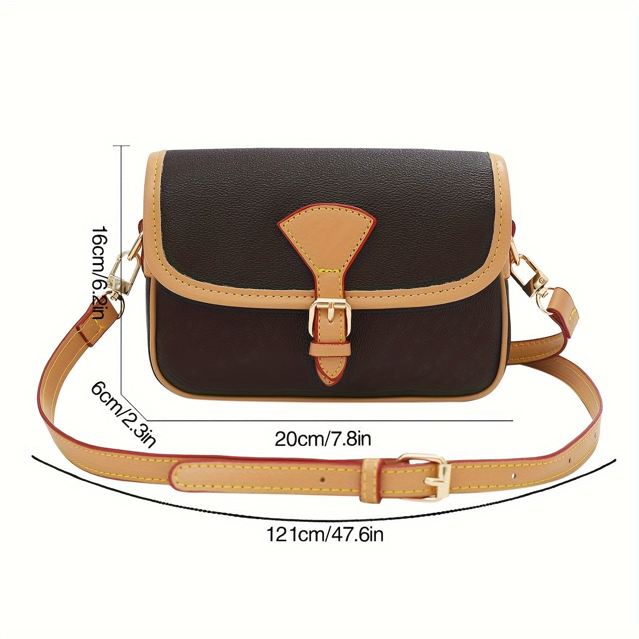 realaiot  Retro Small Crossbody Bag, Luxury Design Baguette Bag, Women's Fashion Shoulder Bag Square Purse