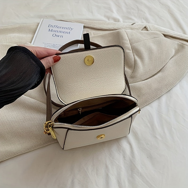 realaiot  Mini Vintage Flap Crossbody Bag, Retro Cute Shoulder Bag, Women's Casual Trendy Handbag & Purse (16.99cmx14.0cmx7.01cm)