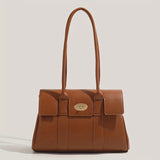 realaiot Retro Briefcase Shoulder Bag, Minimalist Flap Handbag, Fashion Underarm Purse For Women