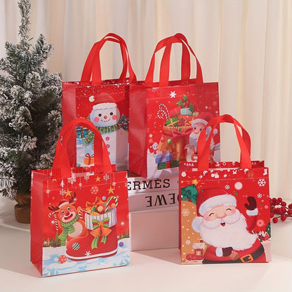 4/12pcs Large Reusable Christmas Gift Bags with Handles, Non-Woven Holiday Gift Bags, Christmas Treat Baskets & Party Supplies for New Year Gift Giving