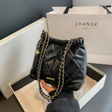 realaiot  Fashion Quilted Crossbody Bag, Trendy Shoulder Bucket Bag, Women's Casual Handbag & Purse