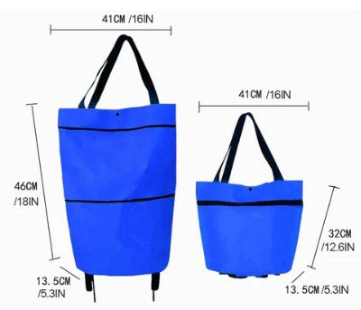 Realaiot Folding Shopping Pull Cart Trolley Bag With Wheels Foldable Shopping Bags  Reusable Grocery Bags Food Organizer Vegetables Bag