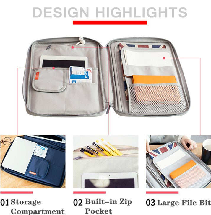 Realaiot Waterproof Oxfored A4 File Folder Document Bag Business Briefcase Storage Bag for Notebooks Pens Pad Computers Student Gift