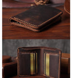 Realaiot Handmade Vintage Crazy horse Genuine Leather Men Wallet Men Purse Leather Short Card Wallet for Male Money Clips Money bag Gifts for Men 2