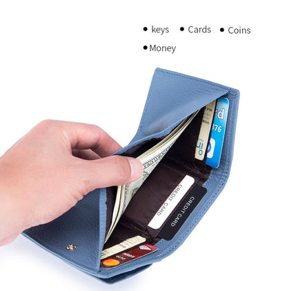 Cyflymder New Women Genuine Leather Purses Female Cowhide Wallets Lady Small Coin Pocket Rfid Card Holder Mini Money Bag Portable Clutch