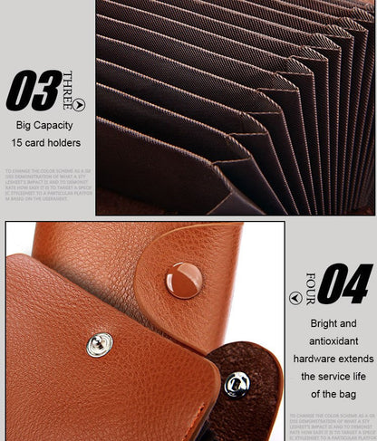 Realaiot Genuine Leather Unisex Business Card Holder Wallet Bank Credit Card Case id Holder Bag Men Women Cardholder Minimalist Wallet