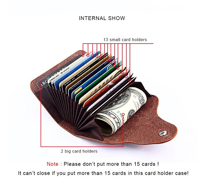 Realaiot Genuine Leather Unisex Business Card Holder Wallet Bank Credit Card Case id Holder Bag Men Women Cardholder Minimalist Wallet