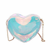 Realaiot Summer Transparent Jelly Women Bag New Fashion Women's Laser Heart Chain Bag Shoulder Messenger Bag New Year Gifts for Women
