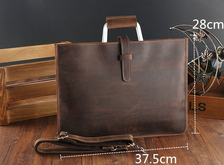 Realaiot High Fashion Luxury Clutch Bag Men's A4 File Document Purse Wallet Top Layer Ipad Leather Business Bag Briefcase Cowkskin