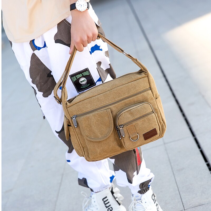 Cyflymder New Fashion  Canvas Men Shoulder bag Messenger bag Men Crossbody Bag Vintage male Leisure Sling bag Casual Boy