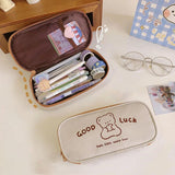Realaiot Canvas Pencil Bag Cute Large-Capacity Niche Junior And High School Students Simple Pencil Case Coin Bag