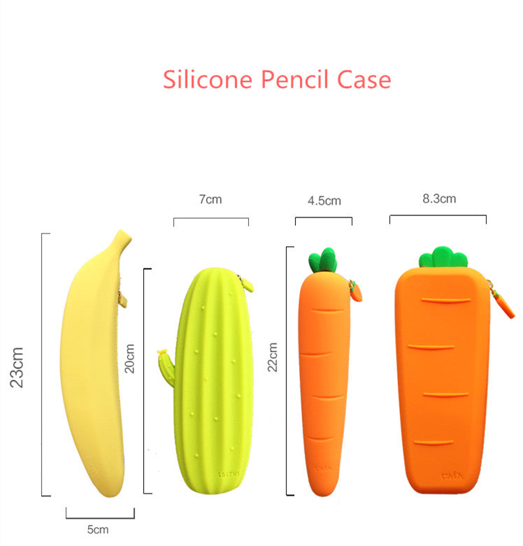 Realaiot Creative Carrot Series Silicone Soft Pencil Case Penholder Organizer Bag Kawaii Stationery Set Kids Birthday Gift