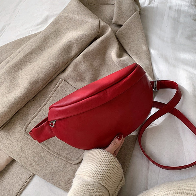 Cyflymder Leather Solid Color chest waist Crossbody Bags For Women Simple Fashion Shoulder Messenger Bag Female Handbags