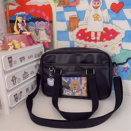 Realaiot Japanese Girls Kawaii JK Uniform School Clutch Bag Kawaii Lolita PU Handbag College Students Messenger Bag Cospaly Bags