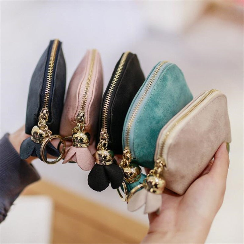 Realaiot Hot Sale Fashion Ladies PU Leather Mini Wallet Card Key Holder Zip Coin Purse Clutch Bag Coin Purses