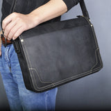 Cyflymder New Fashion Leather Male Casual Messenger bag Satchel cowhide 13" Laptop Bag School Book Cross-body Shoulder bag For Men