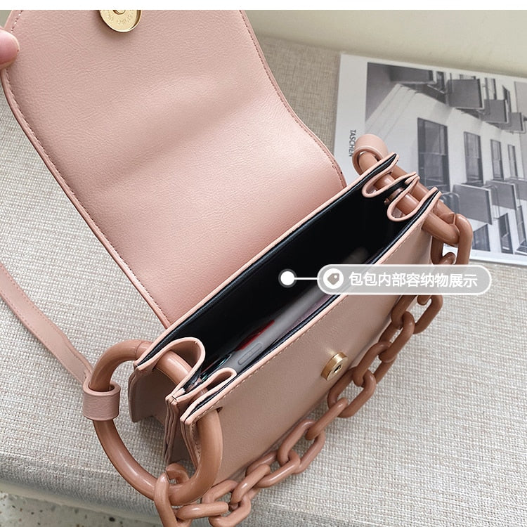 Realaiot Elegant Female Chain Tote bag Fashion New High quality Leather Women's Designer Handbag Solid color Shoulder Messenger Bag Valentines Day Evening Party