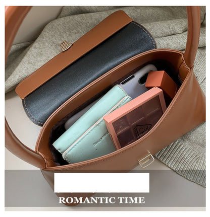 Realaiot Solid Color PU Leather Handbags For Women Shoulder Bag Female Small Elegant Totes Lady Handbag Luxury Hand Bag