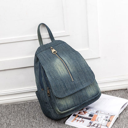 Realaiot Blue Denim Canvas Women Backpack Big Capacity High Quality female School Bag Casual Jeans Travel shoulder Bag Rucksack Mochila