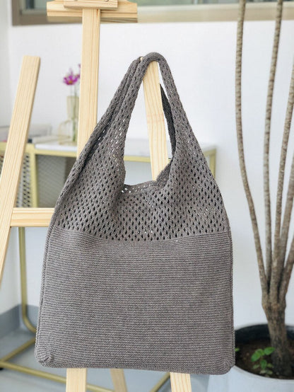 Realaiot casual hollow woven women shoulder bags designer knitting handbags large capacity tote summer beach bag big purses shopper sac