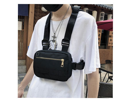 Realaiot Vest-Style Large Space Chest Bag Retro Square Chest Bag  Streetwear Shoulder Functional Backpack Tactics Funny Pack