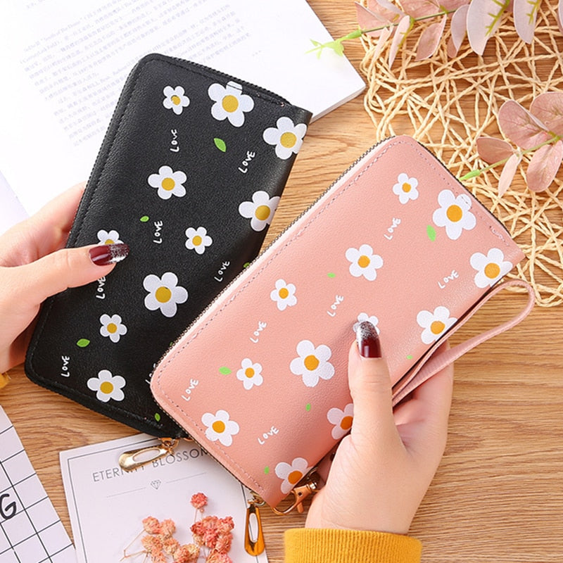 Cyflymder Print Women Long Wallets PU Leather Large-Capacity Zipper Purse Mobile Phone Clutch Money Bag  ID Credit Card Holder