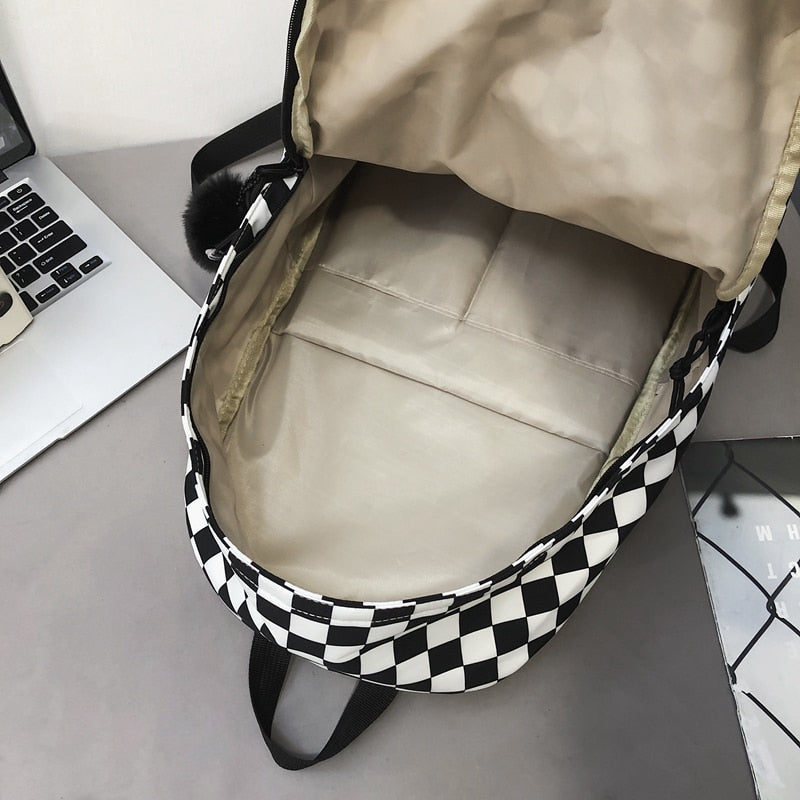 Realaiot Fashion Girls Plaid Backpack Waterproof Leisure Shoulder Bag Women Laptop Mochila Bookbag Travel Rucksack for Female