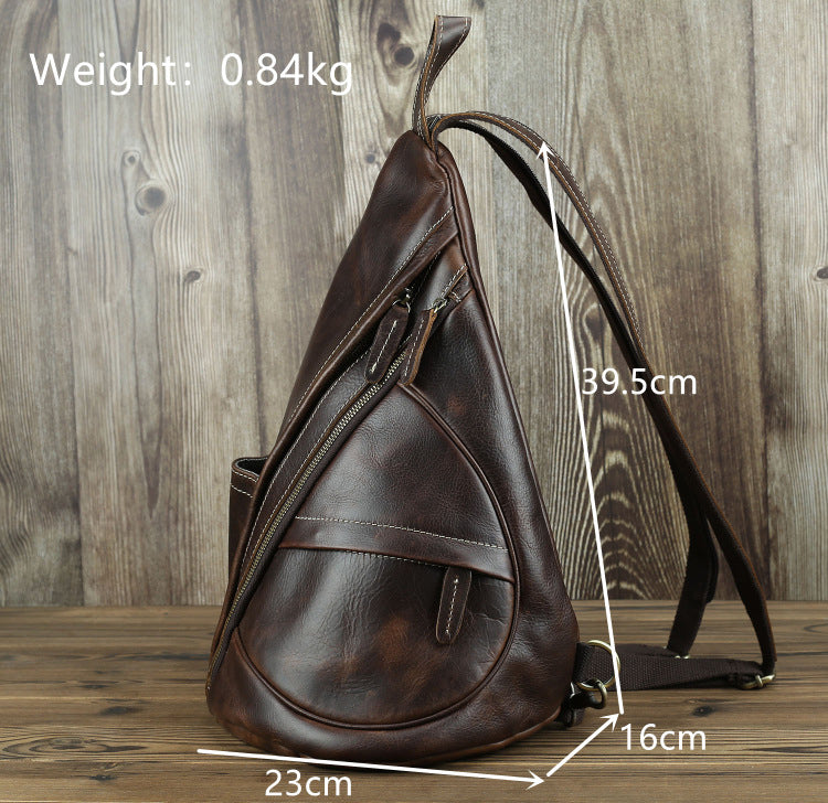 Realaiot Single Shoulder Bagpack Genuine Leather Chest Bag Outdoor Riding Bag Chest Packs For Biker Men Male Sling Bags Cow Leather