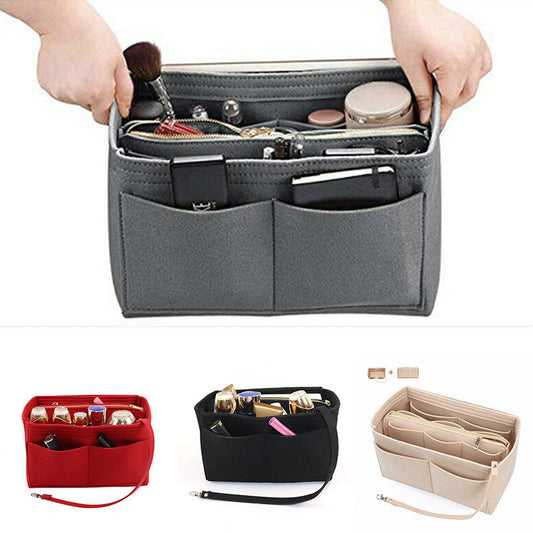 Realaiot Brand Make up Organizer Felt Insert Bag For Handbag Travel Inner Purse Portable Cosmetic Bag Fit Various Storage functional Bags