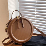 Realaiot Black Round Handbag Vintage Shoulder Bag for Women Clutch Purses Winter High Quality Crossbody Bag Female Travel Totes