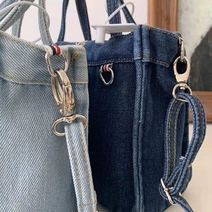 Realaiot Denim Jeans Shoulder Crossbody Bag Girl Fashion Luxury Design Totes For Women Casual Large Capacity Shopping Handbag and Purse