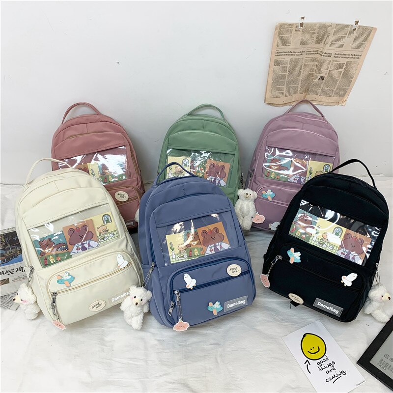 Realaiot Cute Girls ITA Backpack Women Large Capacity Ins Schoolbags for Teens Female Korean Harajuku School Student Bookbag Ladies