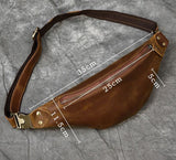 Realaiot Genuine Leather men bag waist bag genuine cow leather vintage small fanny pack male waist pack chest pack summer bag for men