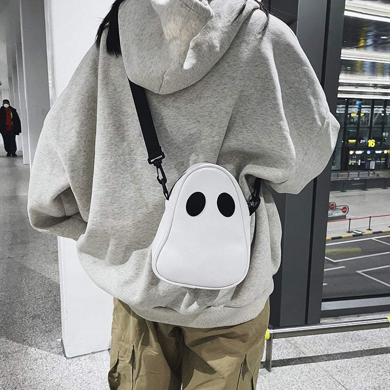 Cyflymder New European and American fashion funny personality cute demon ghost contrast stitching female trendy pu small bag Halloween