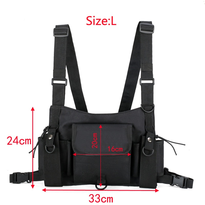 Realaiot Functional Tactical Chest Bag  Fashion Bullet Hip Hop Vest Streetwear Bag Waist Pack Women Black Chest Rig Bag