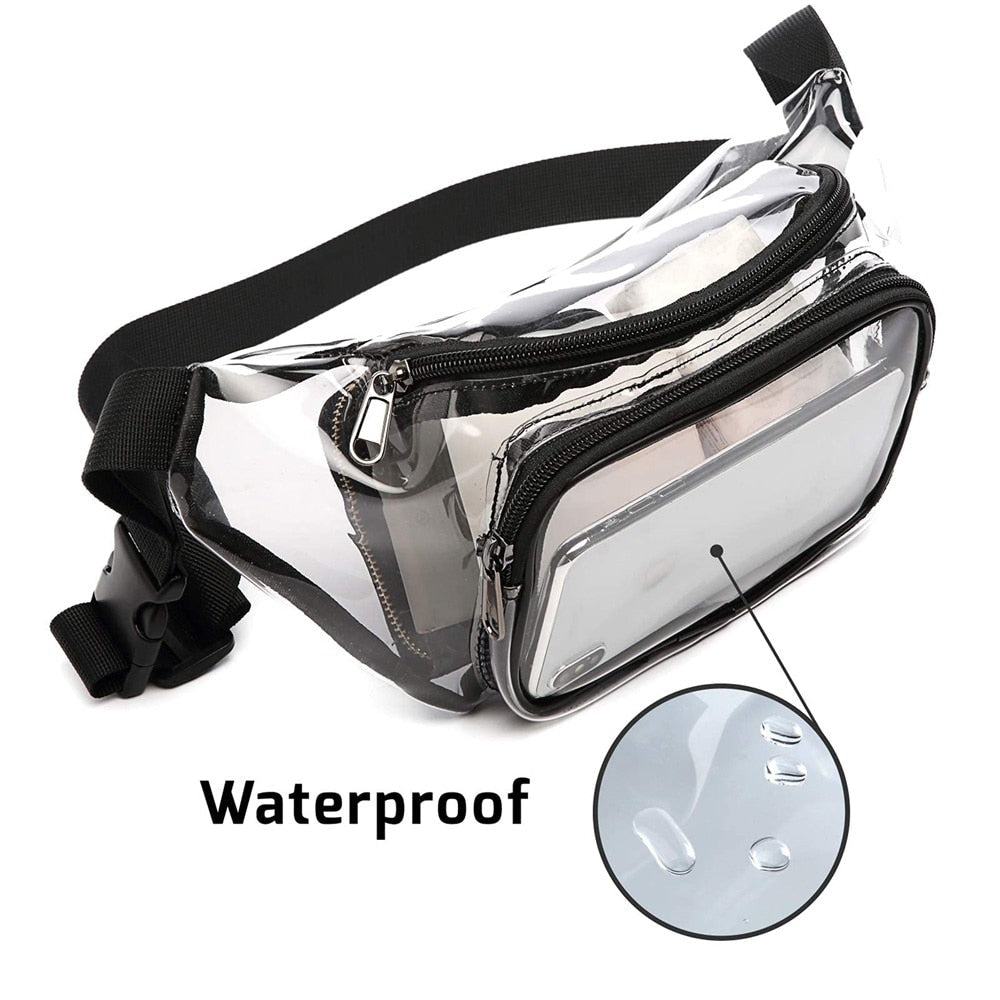 Realaiot Clear Fanny Pack Waterproof Waist Bag Tote Bag Stadium Approved Clear Purse Transparent Adjustable Belt Bag