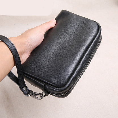 Cyflymder Mens leather handbag, mens long wallet, trend head leather soft leather large-capacity mobile phone bag