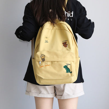 Realaiot Female Cute Embroidery Backpack Women Harajuku School Bag Teenage Book Ladies Backpack Kawaii College Student Girl Bags Fashion