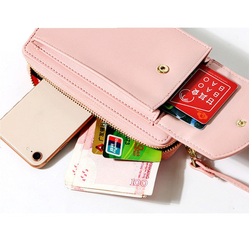 Realaiot Fashion Cellphone Shoulder Bag Women PU Leather Crossbody Bag New Handbag Card Holder Messenger Bag Flap Wallet