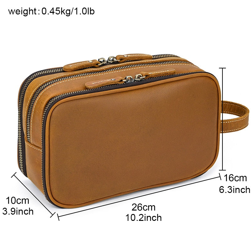 Realaiot Thick Leather Clutch Bag mens wash bag storage bag genuine leather Toiletry kits bag real cowskin make up day clutch