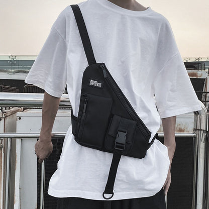 Realaiot Streetwear Chest Rig Bag Phone pack Functionality Tactical Chest pack Unisex Hip Hop Crossbody Bag Triangle Vest Waist Bag Purse