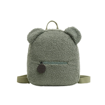 Cyflymder Portable Children Travel Shopping Rucksacks Casual Autumn Winter Lamb Fleece Women's Bagpack Cute Bear Shaped Shoulder Backpack