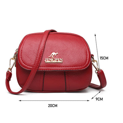 Realaiot Women Leather Shoulder Bag Multi-pocket Mother Female Zipper Crossbody Handbags Fashion Exquisite Shopping Bag