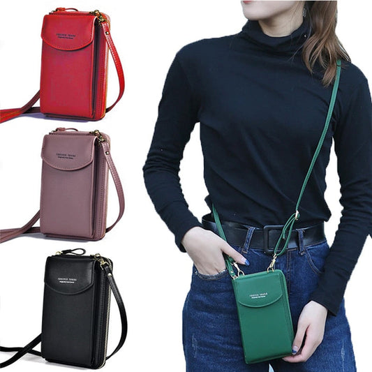 Realaiot Fashion Cellphone Shoulder Bag Women PU Leather Crossbody Bag New Handbag Card Holder Messenger Bag Flap Wallet