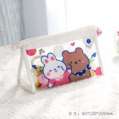 Realaiot Cute Bear Animal Transparent Pencil Case For Office Large Capacity Pencil Bag Material Escolar Kawaii Stationery School Supplies